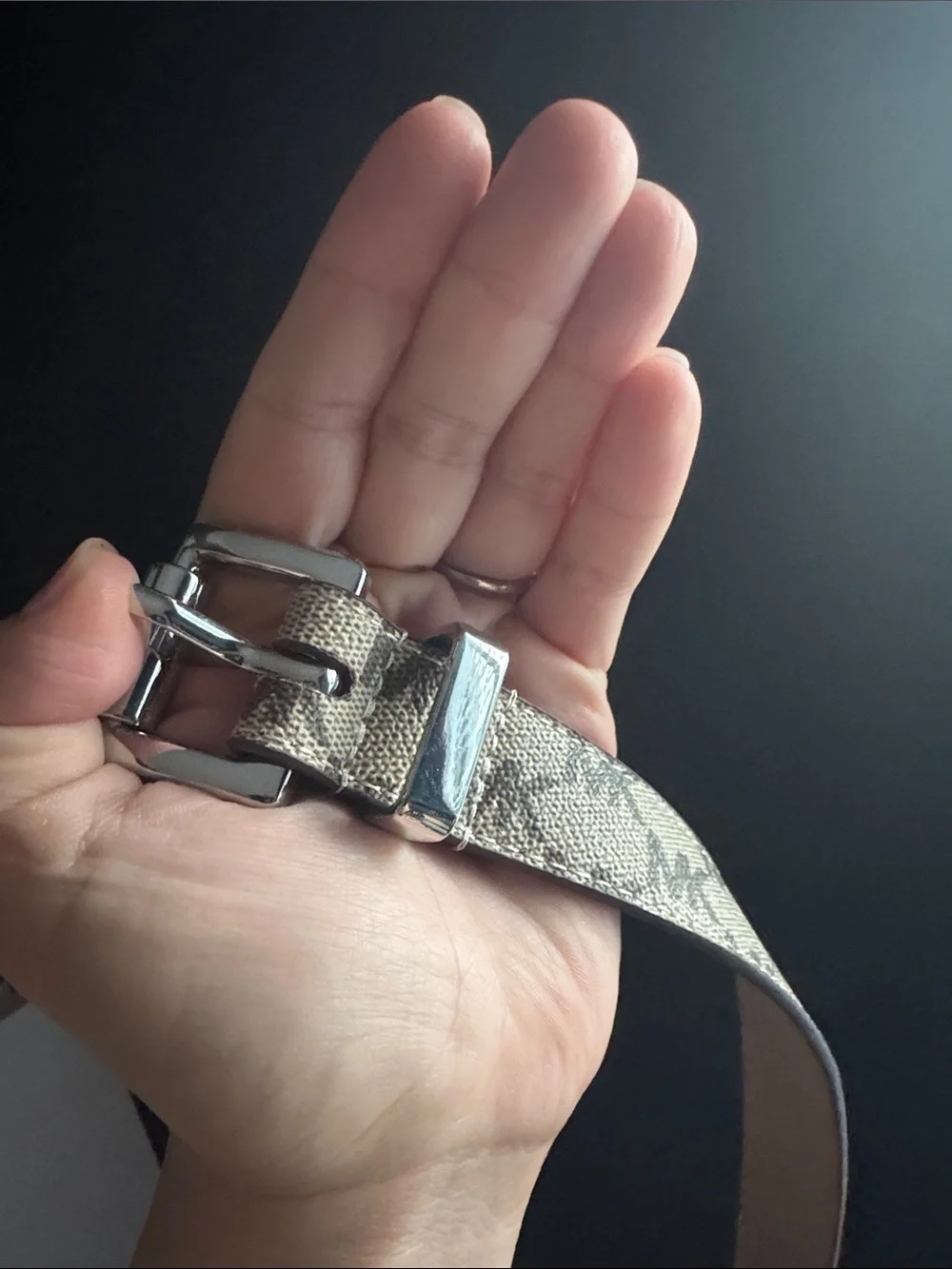 Michael Kors Metallic Logo Belt Bag Strap in Silver and Black
